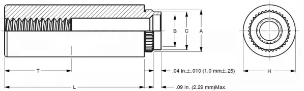 Broaching Type Flare Mounted Standoffs - Series CKFB3 diagram