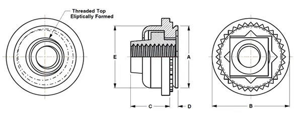 Self-Clinching Locking Floating Nuts - Series CFFS, CFFC diagram