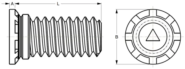Self-Clinching Studs For Thin Sheets - Series TCH, TCHS diagram